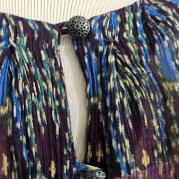 Lucky Brand Sheer Boho Gauze Long Sleeve Top Purple Multicolor Large Whimsigoth - Picture 6 of 15